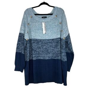 💙🩵NWT Bloomchic Colorblock
Contrast Heather Button
Detail Pullover Blue 3X💙🩵